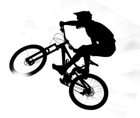 Obraz premium silhouette of jumping bike at the montain