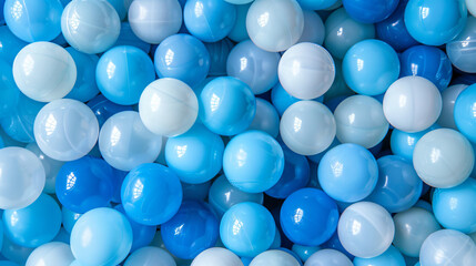 Blue and white plastic balls