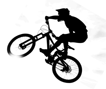 silhouette of jumping bike at the montain