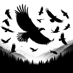 Obraz premium eagle hunting in silhouette