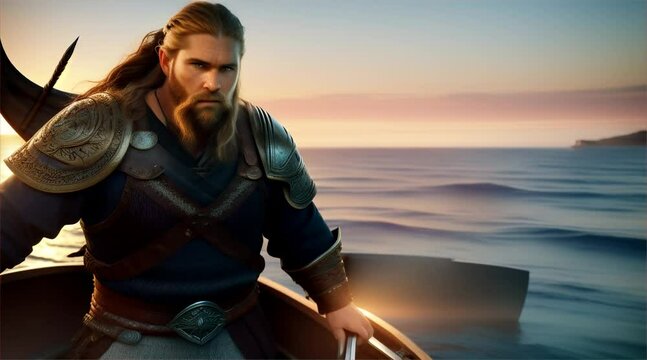 portrait of a Viking on a boat