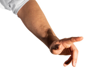 Human hand with index finger extended, ready to press or touch, on white background. Accessibility concept - Powered by Adobe