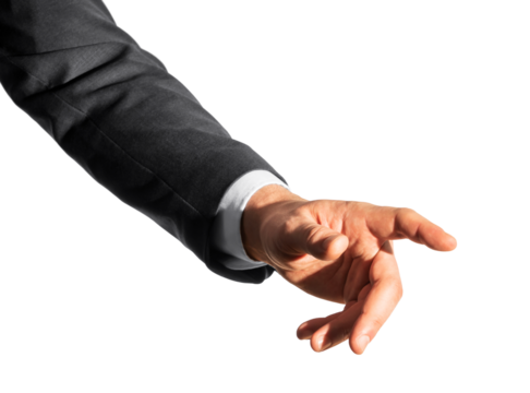 Businessman's hand gesturing touch isolated on white background. Communication concept - Powered by Adobe