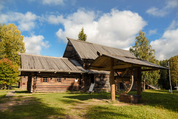 The house-yard of the Rusinov peasants, late 19th century, in the museum of wooden architecture 