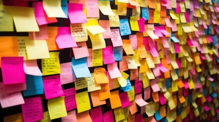 Positive affirmations concept. Phrases sheets of different colors for notes. Motivational concept with handwritten text