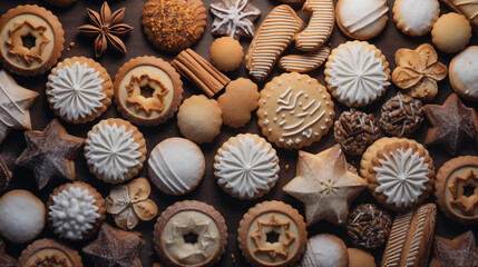 Ramadan sweets background. Cookies of El Fitr Islamic Feast. Egyptian cookies "Kahk El Eid" top view