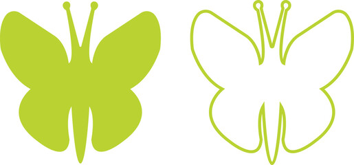 Butterflies silhouette colorful drawing flat or line icon set. Flaying butterflies vector collection isolated on transparent background. Use for graphic design, beauty, web and mobile app.