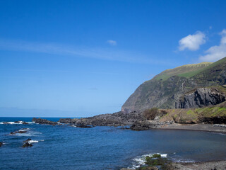 Praia da Areia volcanic sand brach, Ilha do Corvo