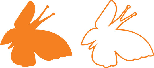 Butterflies silhouette colorful drawing flat or line icon set. Flaying butterflies vector collection isolated on transparent background. Use for graphic design, beauty, web and mobile app.