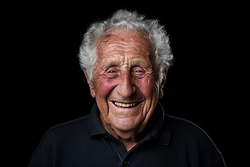 Portrait of a happy senior man. Isolated on black background.