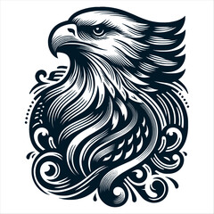 eagle head, on a white background, generative ai,  mascot, design element for business, logo, label, emblem, tattoo, sign, poster, Vintage, emblems, Vector illustration - obrazy, fototapety, plakaty