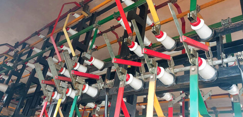 circuit breakers inside the old power Electrical substation