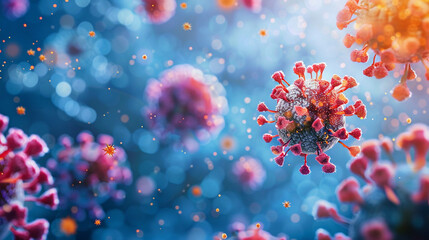 Nanoparticles attacking a viral infection illustrating the power of nanomedicine in disease control