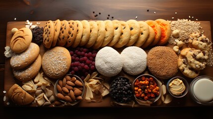 Above view delicious cookies arrangement UHD WALLPAPER - obrazy, fototapety, plakaty