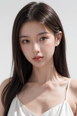 Fototapeta premium Gorgeous Asian Young Female Model - Fashion or Cosmetics Model - Surreal Beauty with Perfect Fine Features - Beautiful Smooth Hair