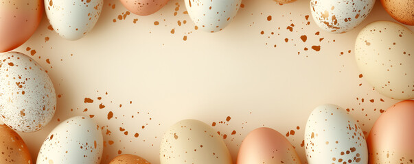 Easter eggs border. Digital greeting card and invitation for Easter Day