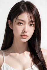 Fototapeta premium Gorgeous Asian Young Female Model - Fashion or Cosmetics Model - Surreal Beauty with Perfect Fine Features - Beautiful Smooth Hair