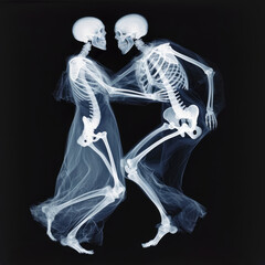 X-Ray Vision of Two Skeletons Engaged in a Passionate Dance