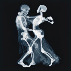 X-Ray Vision of Two Skeletons Engaged in a Passionate Dance