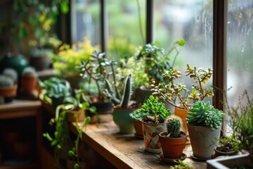 eco organic green plants in apartment by the window on the windowsill - indoor gardening hobby. Growing fresh vegetables and greenery at home.