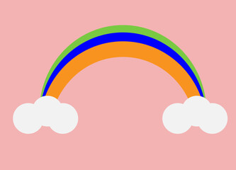 colored rainbow clouds large on pink background, 