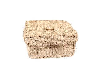 Close wicker basket isolated  on white background  - 738680128
