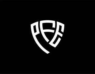 Fototapeta premium PFE creative letter shield logo design vector icon illustration