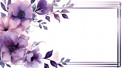 Empty flower frame with copy space for design of greeting card or invitation