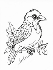 Cool Bird Outline for Children Coloring Book Vector Illustration