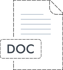 DOC file format icon Rounded dashed outline