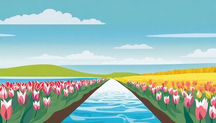 春のイメージ：チューリップ畑