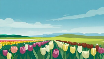 春のイメージ：チューリップ畑