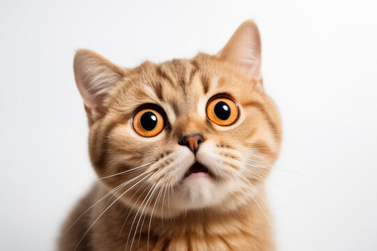 Funny cats funny and curious kitten posing for photo with surprised face pet cat
