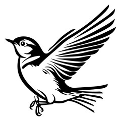 Fototapeta na wymiar Hand Drawn Sketch bird flying Illustration