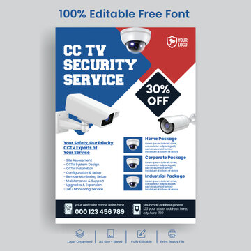 Cctv Camera Installation And Security Company Editable Text Print Flyer Or Poster Template Design