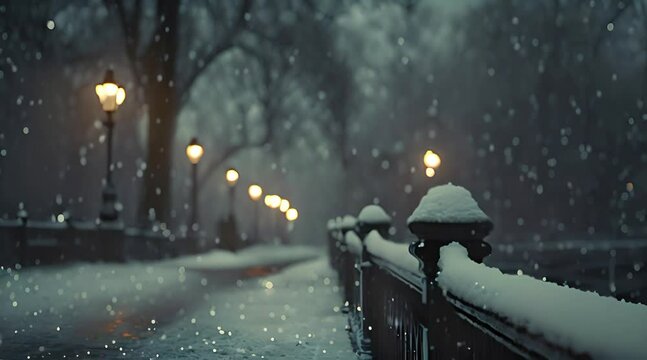 Winter image as it slowly snows, beautiful moment, Generative AI