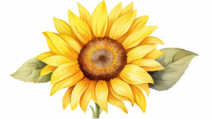 Watercolor Sunflower illustration. isolated on white background