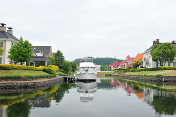 Obraz premium Landscape of the Huis Ten Bosch in Sasebo, Nagasaki, Japan.