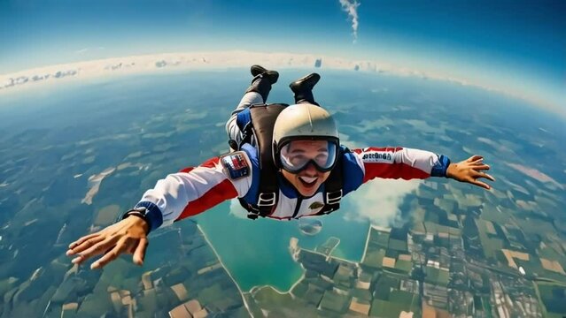 Skydiver falls through the air