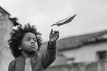 Children's day every child's dream future of the nation child who plays with his paper airplane
