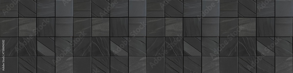 Poster black antharcite dark stone concrete cement tiles texture with square cubes mosaic tile background p