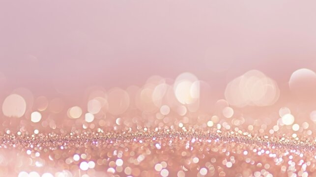Wide-Angle Shot of Glitter on Rose Gold Background