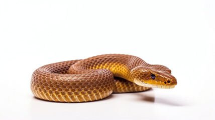 Isolated Boiga snake against a blank white background