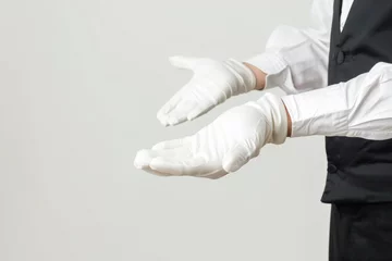 Foto op Plexiglas A gloved magician shows his hands © VetalStock
