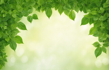 Obraz premium green leaves background with copy space