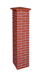 Brick fence pillar column isolated on white background