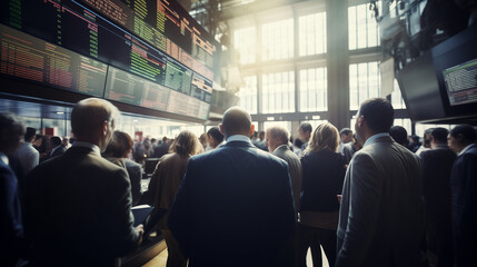 Fototapeta premium business activity in stock market, stock market crowded with business people