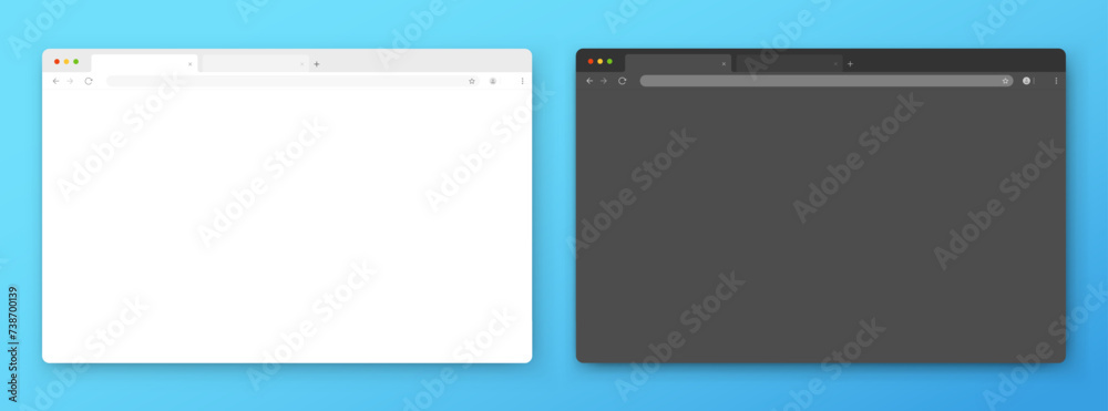 Poster browser windows. a set of realistic empty browser windows in white and gray with a toolbar, a search