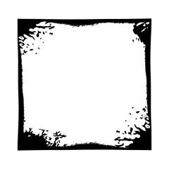 Grunge ink frame.Abstract spot cadre with streaks,splashes,spots,dots,streaks.Splatters of paint, watercolor brushstroke stain.Use as design for photo, network profile,banner,poster. Isolated.Vector