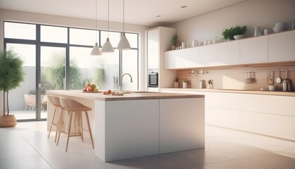 Contemporary cozy interior design modern kitchen with window